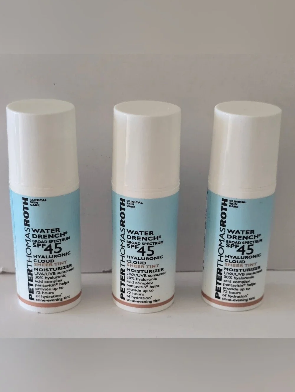 NEW Peter Thomas Roth Water Drench Hyaluronic Cloud Sheer Tint SPF 45 - 3 Travel